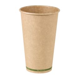 Gobelet Zen en carton kraft brun sans plastique, Waterbased Ø74mm H79 mm, 50pcs