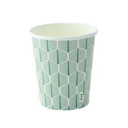 Gobelet carton blanc décor feuille Ø80mm 80x56, H92 mm, 50pcs