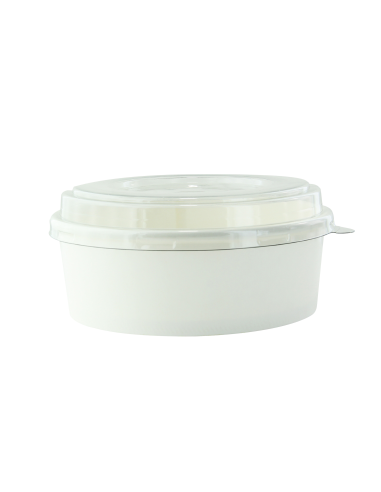 Combo Saladier rond Blanc "Buckaty" et couvercle PET   Ø150mm 150x H50 mm, 50pcs