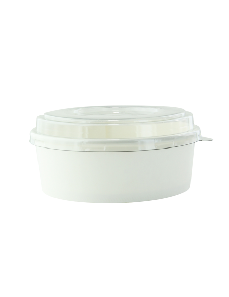 Combo Saladier rond Blanc "Buckaty" et couvercle PET   Ø150mm 150x H50 mm, 50pcs