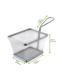 6 Pcs - Mini panier friteuse métal rectangulaire - 99x78 mm, Hauteur: 70 mm 2
