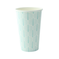 Gobelet carton blanc décor feuille Ø90mm 90x60, H136 mm, 50pcs