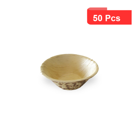 50 Pcs - Mini bol en feuille de bambou "Zebra" - 60 ml, Diam: 7,5 cm, Hauteur: 3 cm