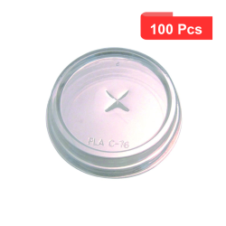 100 Pcs - Couvercle PLA transparent plat - Diam: 7,6 cm, design avec croisillon