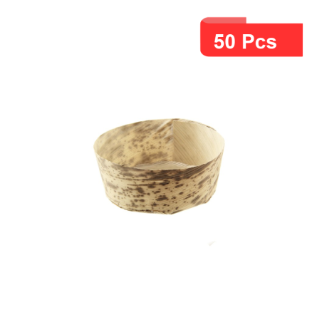 50 Pcs - Panier rond en bambou "Anno" - 80 ml, Diam: 7 cm, Hauteur: 2,8 cm