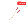 100 Pcs - Pique en bambou "Fuji" - 11,2 cm, décor rouge, perles naturelles