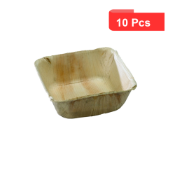 10 Pcs - Bol carré en palmier - 450 ml, 13 cm x 13 cm, Hauteur: 5 cm