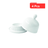 4 Pcs - Mini cloche en porcelaine blanche - Diam: 9 cm, Hauteur: 8 cm