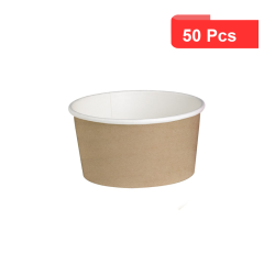 50 Pcs - Pot carton rond "Deli" - 600 ml, Diam: 11,4 cm, Hauteur: 8,7 cm