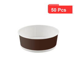 50 Pcs - Saladier en carton marron "Buckaty" - 600 ml, Diam: 14,2 cm, Hauteur: 5,7 cm