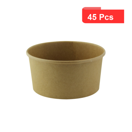 45 Pcs - Saladier rond en carton kraft "Buckaty" - 900 ml, Diam: 15 cm, Hauteur: 7,5 cm