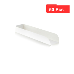 50 Pcs - Support hot-dog carton blanc - 25 x 5,5 x 3,5 cm