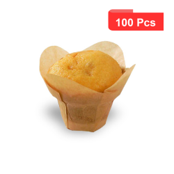100 Pcs - Caissette de cuisson lotus en papier brun - Diam: 4,5 cm, Hauteur: 7,2 cm