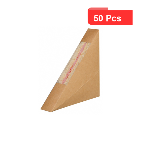 50 Pcs - Triangle sandwich kraft avec fenêtre - 2,6 cm x 12,3 cm x 12,3 cm