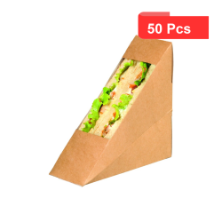 50 Pcs - Triangle sandwich kraft à fenêtre PLA - 5,5 x 12 cm, Hauteur: 12 cm
