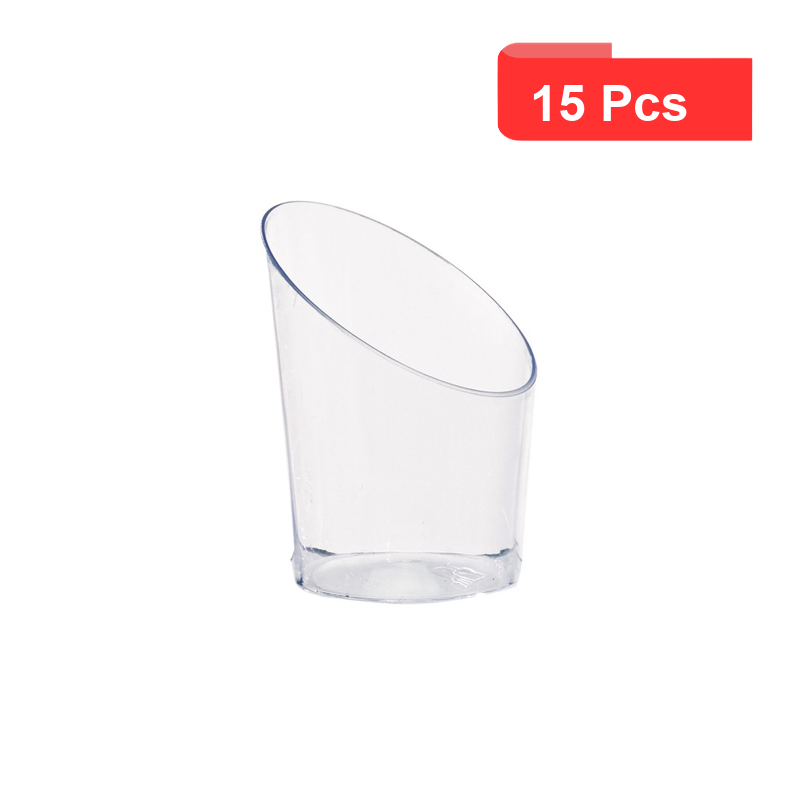 15 Pcs - Verrine plastique transparente "Pia" - 30 ml, Diam: 4,5 cm, Hauteur: 5,8 cm