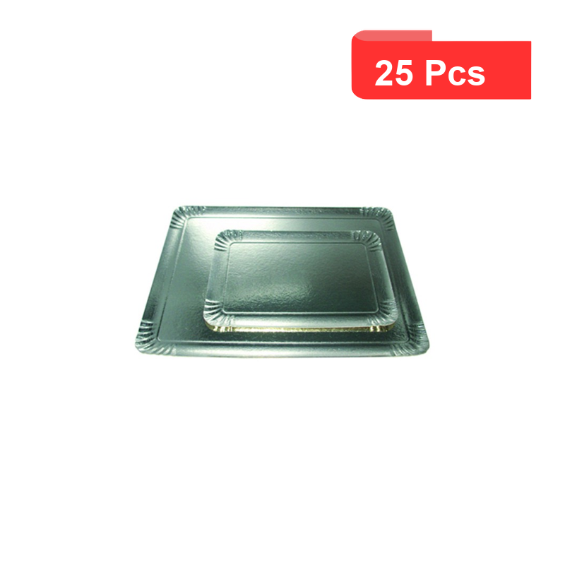 25 Pcs - Plateau carton double face or/argent - 28 x 19 cm, design élégant 25 Pcs - Plateau carton double face or/argent - 28 x 19 cm, design élégant