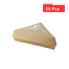 50 Pcs - Boîte pâtissière triangulaire - Carton brun, 15,5 x 13 x 4,5 cm, avec fenêtre