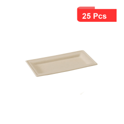 Assiette rectangulaire brune en pulpe 26 x 13 cm x 25 unités