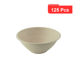 125 Pcs - Bol rond brun en pulpe "Poke" - 1200 ml, Diam: 19,6 cm, Hauteur: 7,6 cm