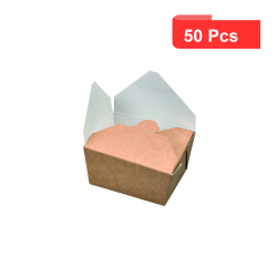50 Pcs - Boîte repas carton kraft ingraissable - 650 ml, 13 x 10,5 cm, Hauteur: 6,5 cm