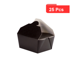 25 Pcs - Boîte repas carton noir - 650 ml, 13 x 10,5 cm, Hauteur: 6,5 cm