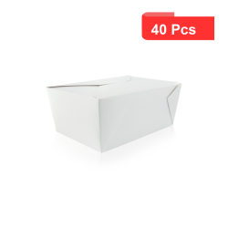 40 Pcs - Boîte repas carton blanc - 300 ml, 21,5 x 16 cm, Hauteur: 9 cm