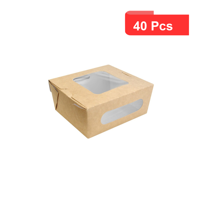 40 Pcs - Boîte salade carton kraft brun - 1100 ml, 15 cm x 13,5 cm x 6,5 cm 40 Pcs - Boîte salade carton kraft brun - 1100 ml, 15 cm x 13,5 cm x 6,5 cm
