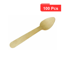 100 Pcs - Cuillère à café en bois - 10 cm, Idéale pour le service
