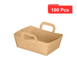 100 Pcs - Mini panier en carton kraft - 9,5 x 7 x 3,5 cm, idéal pour le service
