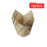 120 Pcs - Caissette de cuisson tulipe papier brun - Diam: 3 cm, 11x11 cm, Hauteur: 6 cm