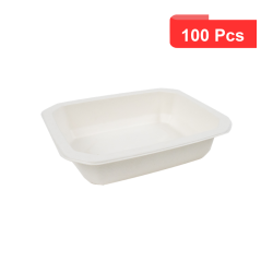 100 Pcs - Barquette scellable PLA "gastronorme" 1/8 - 465 ml, 16 x 13 cm, Hauteur: 3,6 cm