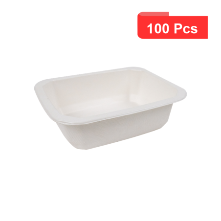 100 Pcs - Barquette scellable PLA "Gastronorme" - 585 ml, 16 x 13 cm, Hauteur: 4,6 cm