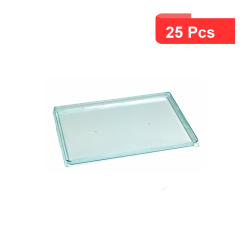 25 Pcs - Plateau plastique PS vert transparent "Klarity" - 38 x 27,4 cm, Hauteur: 1,8 cm