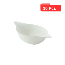 30 Pcs - Mise en bouche blanche en pulpe Wave - 11 x 5,2 x 2,5 cm, écologique
