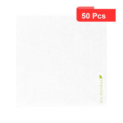 50 Pcs - Serviette en fibre de bambou blanche - 25 x 25 cm, Eco-responsable