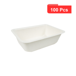 100 Pcs - Barquette scellable en pulpe laminée PLA - 950 ml, 19 x 13,7 cm, Hauteur: 5,5 cm