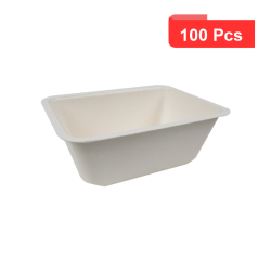 100 Pcs - Barquette scellable pulpe laminée PLA - 1200 ml, 19 x 13,7 cm, Hauteur: 7 cm