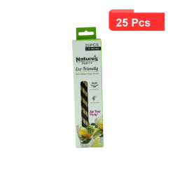 25 Pcs - Chalumeau papier noir/blanc - Idéal pour usage horeca, pratique et élégant