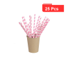 25 Pcs - Chalumeau papier rose/blanc - Idéal pour décoration événementielle