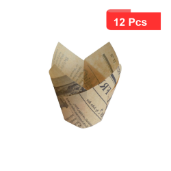12 Pcs - Caissette cuisson papier tulipe "Newsie" - Diam: 6 cm, Hauteur: 10 cm