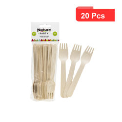 20 Pcs - Fourchette en bois - 2,8 cm x1 cm x 15,8 cm