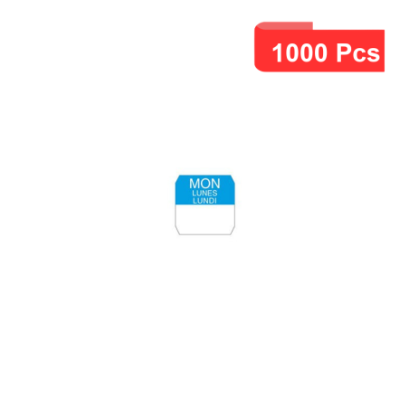 1000 Pcs - Rouleau étiquette bleue Lundi - 2,5 x 2,5 cm, idéal pour l'organisation