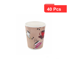 40 Pcs - Gobelet carton ondulé "Tea Cup" - 230 ml, Diam: 8 cm, Hauteur: 9,35 cm