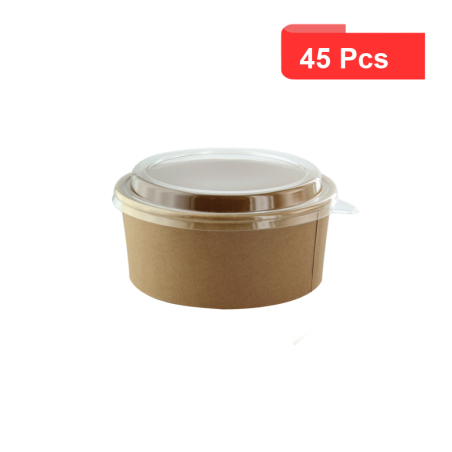 45 Pcs - Saladier carton kraft "Buckaty" - 1560 ml, Diam: 18,5 cm, Hauteur: 8,2 cm