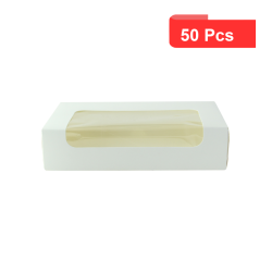50 Pcs - Boîte carton blanche avec fenêtre - 19 cm, 11,3 cm, Hauteur: 4,4 cm