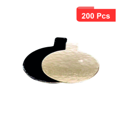 200 Pcs - Rond carton double face or/noir - Diam: 7 cm