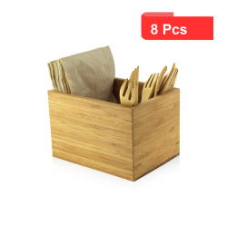8 Pcs - Porte ustensiles en bambou - 16 x 12 cm, Hauteur: 10,5 cm