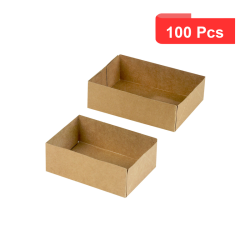 100 Pcs - Boîte pâtissière carton brun - 14 x 10 cm, Hauteur: 5 cm