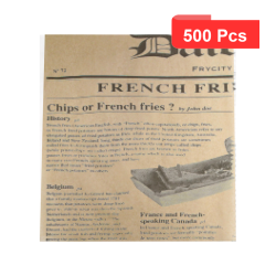 500 Pcs - Papier alimentaire brun ingraissable - 38 x 40 cm, impression journal